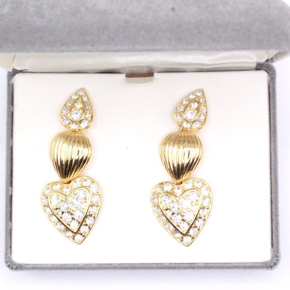 Nolan Miller NOS With Box Pave´Rhinestones Long Dangle Earrings - Picture 4 of 8
